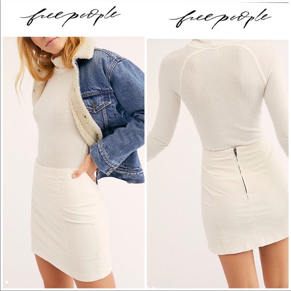 Free People Modern Femme White Corduroy Mini Skirt